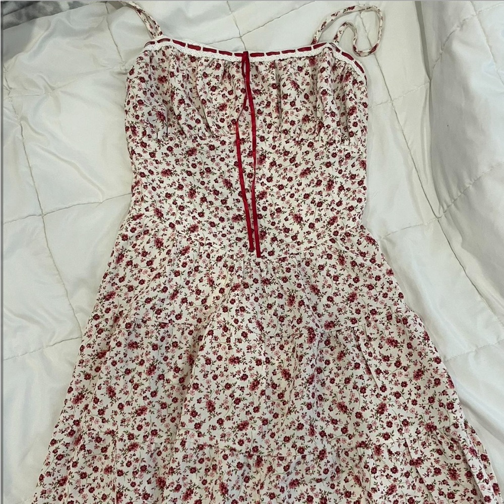 Marshall Red and White Floral Midi Dress
